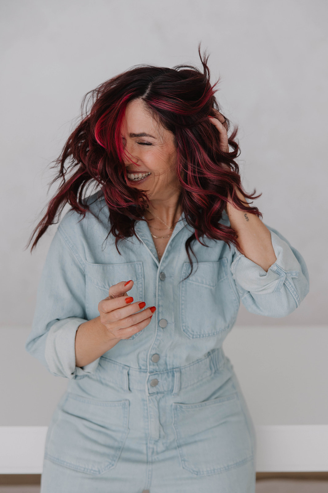 Michelle hair toss laughing